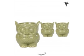 Keramische pot Kolibri Home Owl pot green