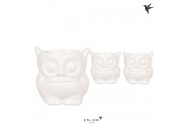 Keramische pot Kolibri Home Owl pot white